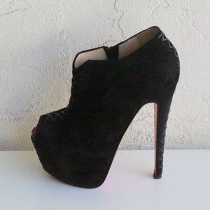 Christian Louboutin Black Recouzetta Platform Suede Pumps